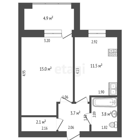 
   Продам 1-комнатную, 38 м², Токарная ул, 3

. Фото 2.