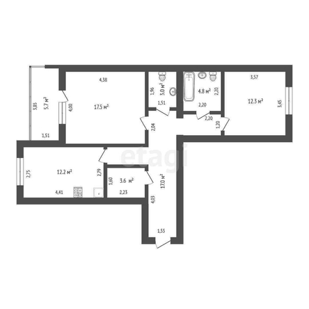 
   Продам 2-комнатную, 70.6 м², Волкова ул, 41

. Фото 1.