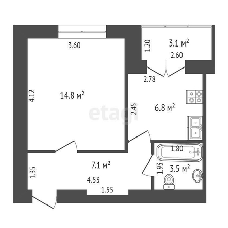 
   Продам 1-комнатную, 36 м², 40-летия Победы пр-кт, 73/15

. Фото 3.