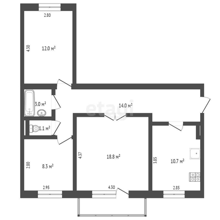 
   Продам 3-комнатную, 67.8 м², Воровского ул, 11

. Фото 1.