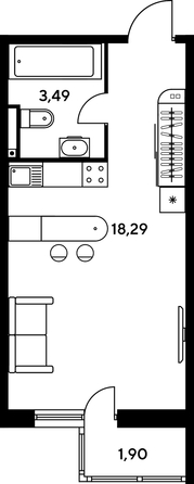 
   Продам студию, 24.13 м², Малина Парк, дом 1

. Фото 1.