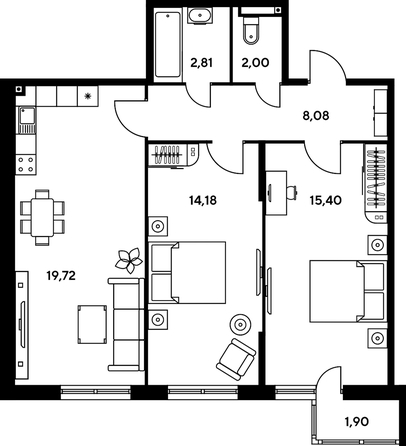 
   Продам 3-комнатную, 65.57 м², Малина Парк, дом 1

. Фото 1.