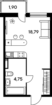 
   Продам студию, 26.16 м², Малина Парк, дом 1

. Фото 1.