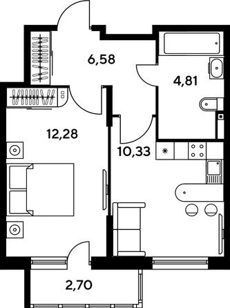 
   Продам 1-комнатную, 36.86 м², Малина Парк, дом 1

. Фото 1.