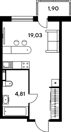 
   Продам студию, 25.59 м², Малина Парк, дом 1

. Фото 1.