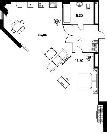 
   Продам 2-комнатную, 49.1 м², Гринсайд, 5.1-5.5

. Фото 1.