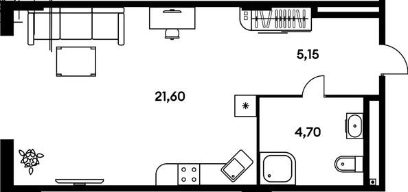 
   Продам 1-комнатную, 31.55 м², Гринсайд, 5.1-5.5

. Фото 2.