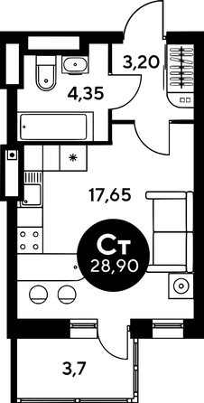 
  Продается 2-комн. квартира, 48.3 м², ЖК Сезоны
. Фото 1.