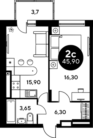 
  Продается студия, 31.8 м², ЖК Сезоны
. Фото 1.