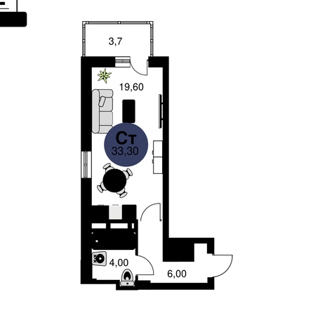 
  Продается студия, 33.3 м², ЖК Сезоны
. Фото 1.