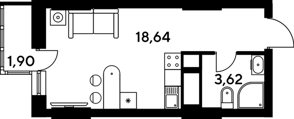 
   Продам студию, 24.28 м², Малина Парк, дом 4

. Фото 1.