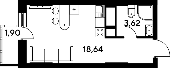 
   Продам студию, 24.01 м², Малина Парк, дом 4

. Фото 1.