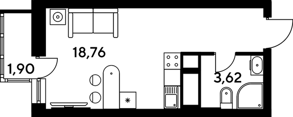 
   Продам студию, 24.18 м², Малина Парк, дом 4

. Фото 1.