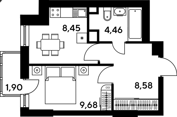 
   Продам 1-комнатную, 33.97 м², Малина Парк, дом 4

. Фото 1.