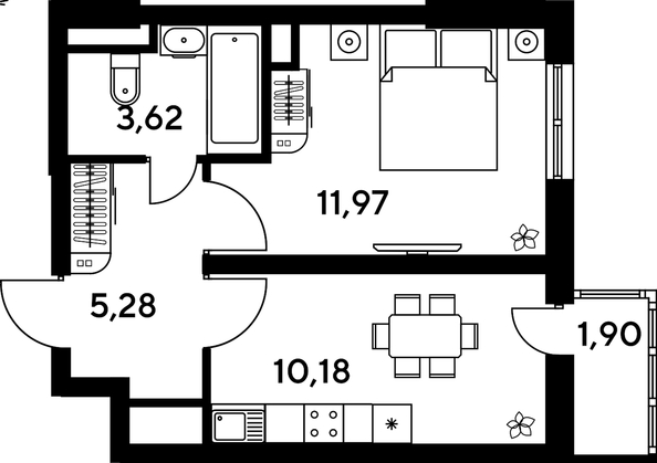 
   Продам 1-комнатную, 33.11 м², Малина Парк, дом 4

. Фото 1.