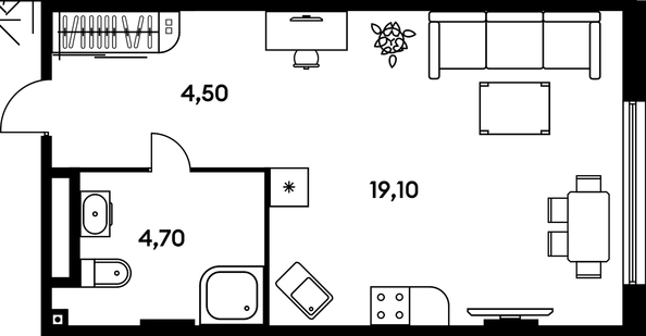 
   Продам 1-комнатную, 28.3 м², Гринсайд, 5.1-5.5

. Фото 1.