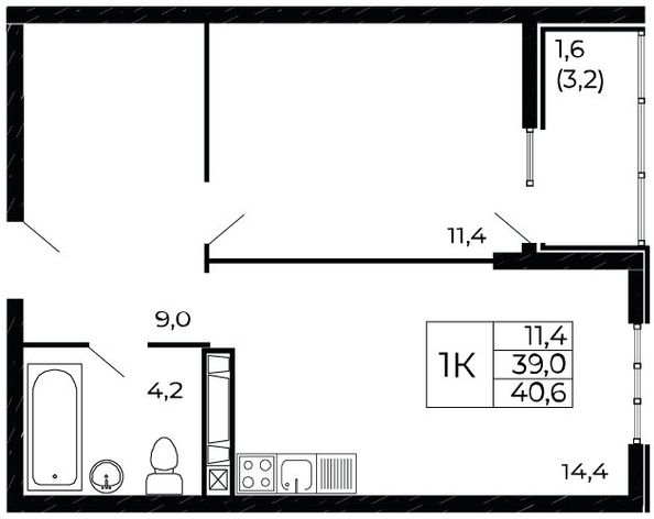 
   Продам 1-комнатную, 40.6 м², Западные Аллеи, литера 6.3

. Фото 1.