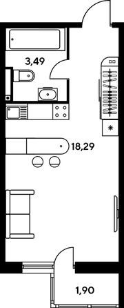 
   Продам студию, 24.19 м², Малина Парк, дом 2

. Фото 1.