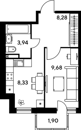 
   Продам 1-комнатную, 32.81 м², Малина Парк, дом 1

. Фото 1.