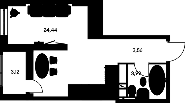 
   Продам студию, 35.44 м², Культура, дом 1

. Фото 1.