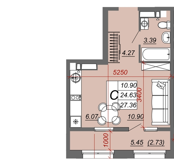 
   Продам студию, 27.25 м², Зорге ул, 11Б

. Фото 1.