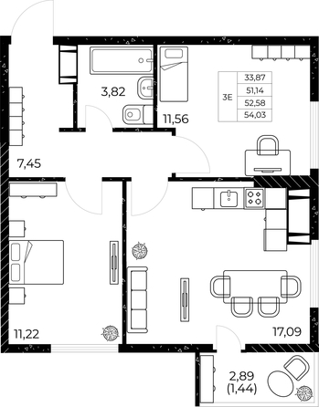 
   Продам 2-комнатную, 54.03 м², Звезда Столицы 2

. Фото 2.