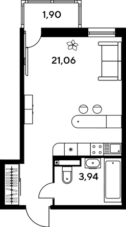 
   Продам студию, 26.7 м², Малина Парк, дом 1

. Фото 1.