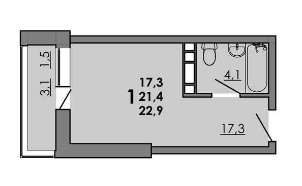 
   Продам студию, 22.9 м², Gray (Грэй), кв-л 11-3

. Фото 1.