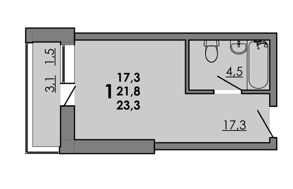 
   Продам студию, 23.3 м², Gray (Грэй), кв-л 11-3

. Фото 1.