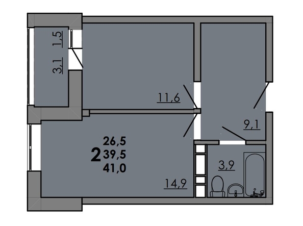 
   Продам 2-комнатную, 41 м², Gray (Грэй), кв-л 11-3

. Фото 1.