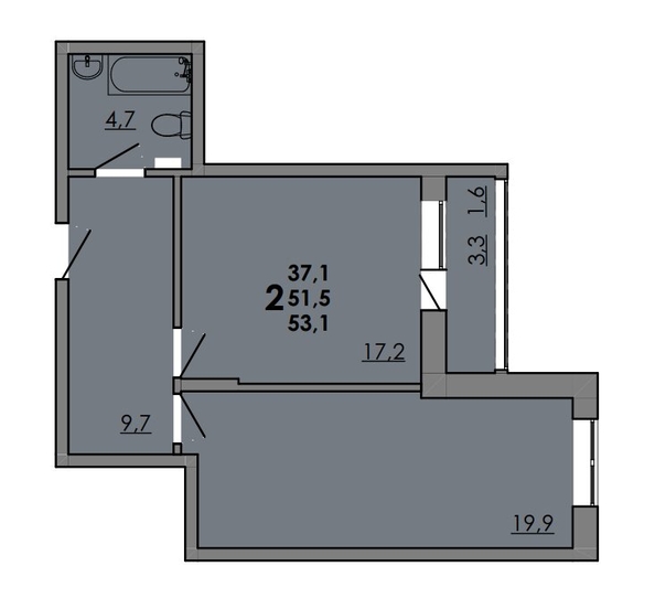 
   Продам 2-комнатную, 53.1 м², Gray (Грэй), кв-л 11-3

. Фото 1.