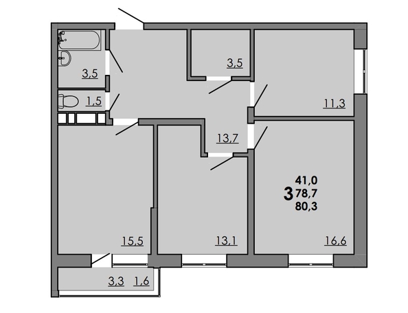 
   Продам 3-комнатную, 80.3 м², Gray (Грэй), кв-л 11-3

. Фото 1.