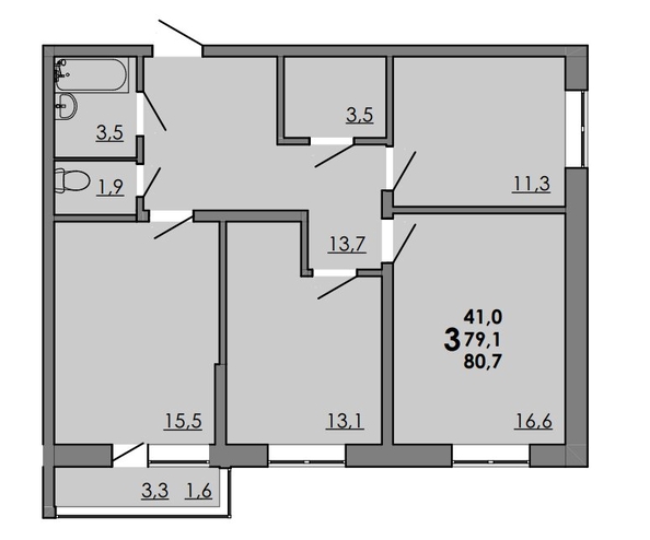 
   Продам 3-комнатную, 80.7 м², Gray (Грэй), кв-л 11-3

. Фото 1.