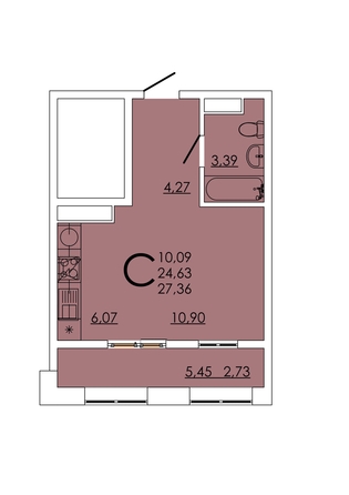 
   Продам студию, 27.36 м², Frame (Фрейм), 11А

. Фото 1.