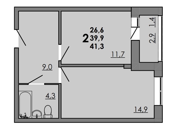 
   Продам 2-комнатную, 41.3 м², Gray (Грэй), кв-л 11-2

. Фото 1.