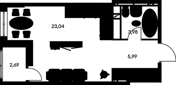 
   Продам студию, 36.31 м², Культура, дом 1

. Фото 1.