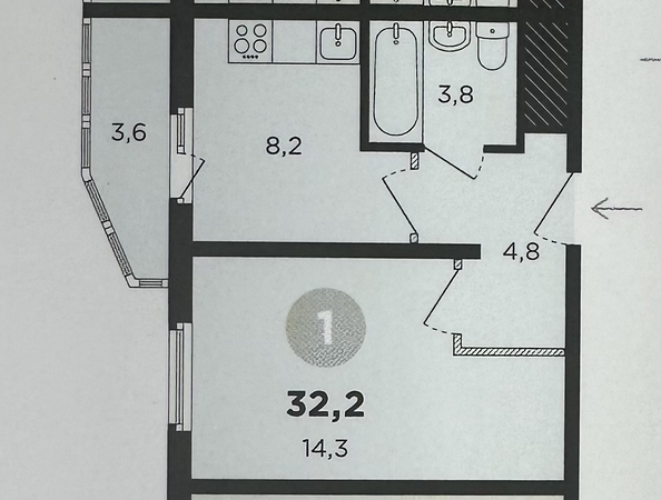 
   Продам 1-комнатную, 33 м², Ткачева ул, 42 ст 2

. Фото 11.