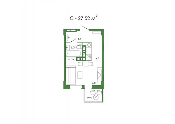 
   Продам студию, 26 м², Магнитогорская ул, 2 к а

. Фото 13.