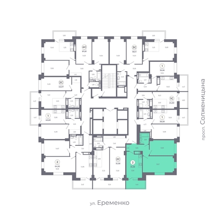 
   Продам 2-комнатную, 61.24 м², Сокольники, литера 7

. Фото 1.