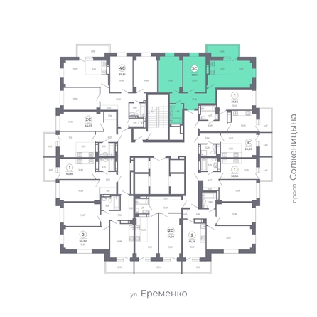 
   Продам 3-комнатную, 67.79 м², Сокольники, литера 7

. Фото 1.