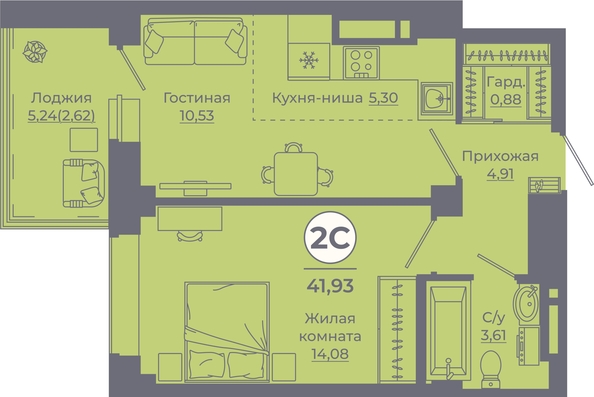 
   Продам 2-комнатную, 41.62 м², Сокольники, литера 6

. Фото 1.