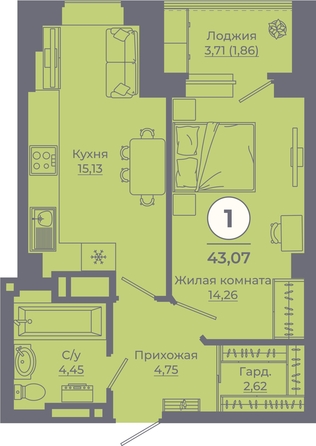 
   Продам 1-комнатную, 43.2 м², Сокольники, литера 10

. Фото 2.