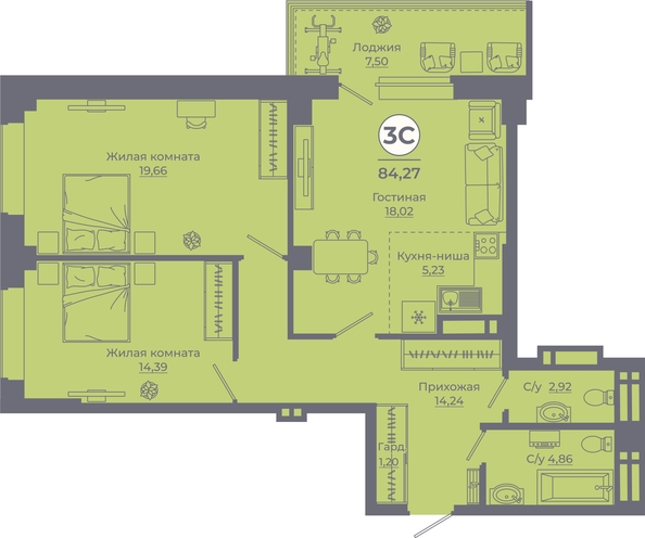 
  Продается 3-комн. квартира, 84.78 м², ЖК Сокольники, литера 9
. Фото 1.