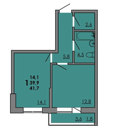 
   Продам 1-комнатную, 41.7 м², Gray (Грэй), кв-л 11-2

. Фото 1.