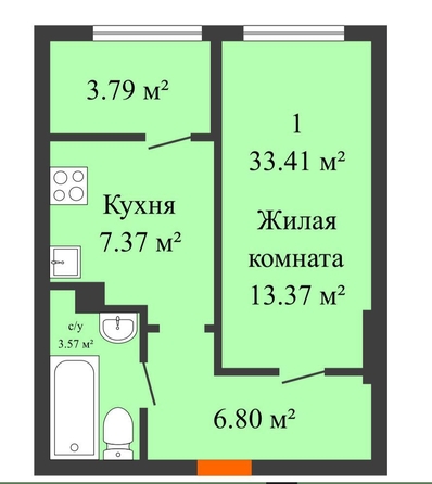 
   Продам 1-комнатную, 33 м², Привокзальная ул, 3в

. Фото 1.