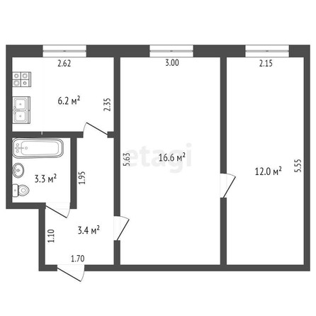 
   Продам 2-комнатную, 41.5 м², Тоннельная ул, 13

. Фото 1.