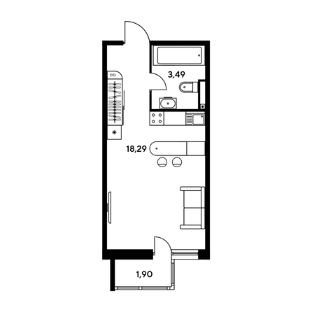 
   Продам студию, 24.18 м², Малина Парк, дом 1

. Фото 1.