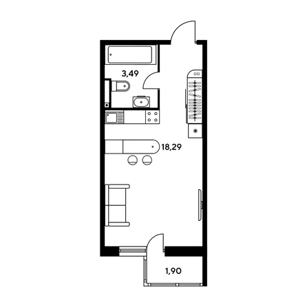 
   Продам студию, 24.34 м², Малина Парк, дом 2

. Фото 1.