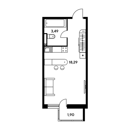 
   Продам студию, 24.19 м², Малина Парк, дом 2

. Фото 1.