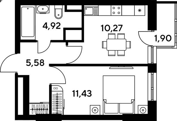 
   Продам 1-комнатную, 34.47 м², Малина Парк, дом 4

. Фото 1.